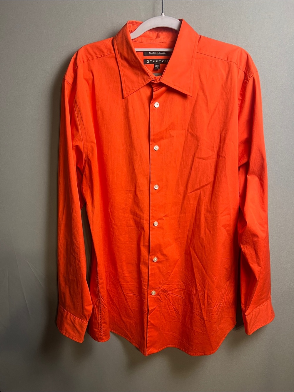 Murano Men's Long-Sleeve Button-Up Shirt in Vibrant Orange